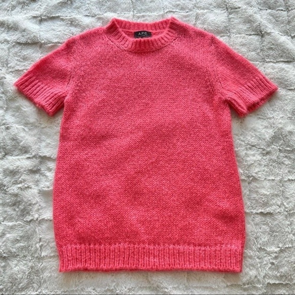 A.P.C. Pink Short Sleeve Sweater S Mohair Blend View 4